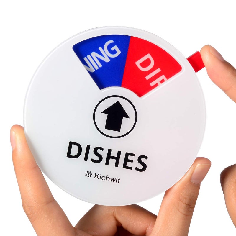 Kichwit Dishwasher Magnet Clean Dirty Sign Indicator with Running and Empty Options, Works on All Dishwashers, Non-Scratch Strong Magnetic Backing, Residue Free Adhesive Included, 4 Inch, White - Image 2